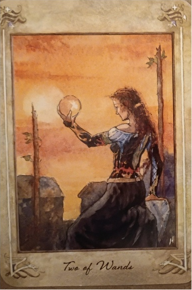 Sepia Two of Wands card