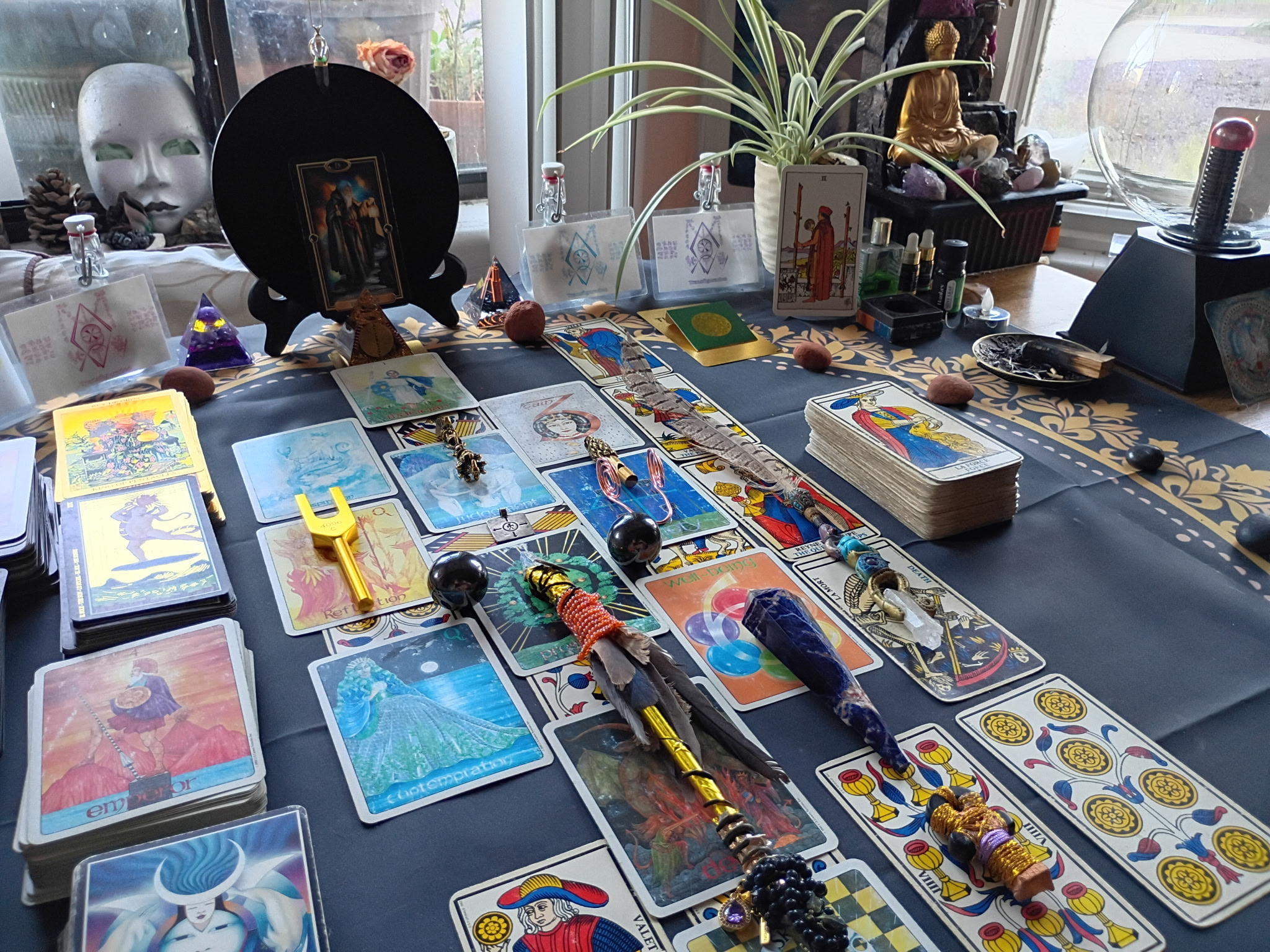 A closer view across Achmed’s October Tarot layout